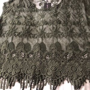 Dark green lace plus size top 3x